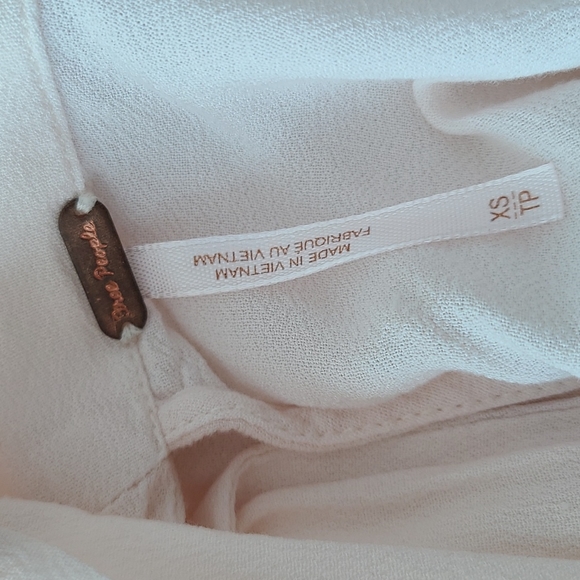 Free People Gemma Light Pink Floral Long Sleeve Tie Open Back Mini Dress Size XS - Picture 5 of 8